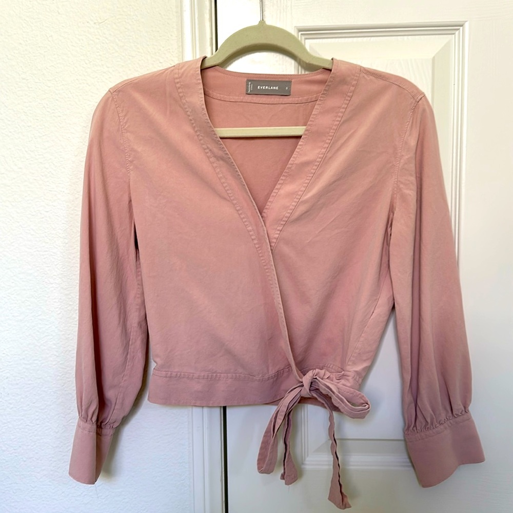 Everlane Washable Silk Wrap Top Pink Size 0